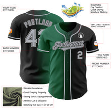 Load image into Gallery viewer, Custom Black Gray-Kelly Green Authentic Gradient Fashion Baseball Jersey