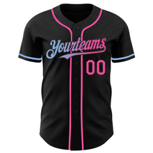 Laden Sie das Bild in den Galerie-Viewer, Custom Black Pink-Light Blue Authentic Gradient Fashion Baseball Jersey