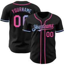 Laden Sie das Bild in den Galerie-Viewer, Custom Black Pink-Light Blue Authentic Gradient Fashion Baseball Jersey