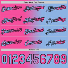 Laden Sie das Bild in den Galerie-Viewer, Custom Light Blue Pink-Black Gradient Fashion Performance T-Shirt