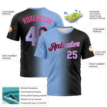 Load image into Gallery viewer, Custom Black Light Blue-Pink Gradient Fashion Performance T-Shirt