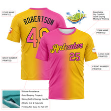 Laden Sie das Bild in den Galerie-Viewer, Custom Yellow Pink-Black Gradient Fashion Performance T-Shirt