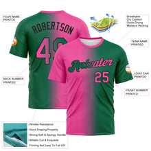 Charger l'image dans la galerie, Custom Kelly Green Pink-Black Gradient Fashion Performance T-Shirt