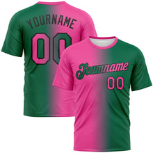 Charger l'image dans la galerie, Custom Kelly Green Pink-Black Gradient Fashion Performance T-Shirt