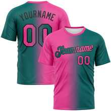 Load image into Gallery viewer, Custom Teal Pink-Black Gradient Fashion Performance T-Shirt