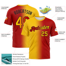 Load image into Gallery viewer, Custom Red Yellow-Black Gradient Fashion Performance T-Shirt