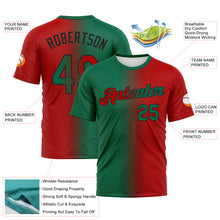 Load image into Gallery viewer, Custom Red Kelly Green-Black Gradient Fashion Performance T-Shirt