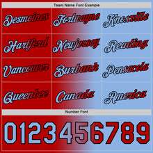 Laden Sie das Bild in den Galerie-Viewer, Custom Light Blue Red-Black Gradient Fashion Performance T-Shirt