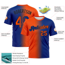 Laden Sie das Bild in den Galerie-Viewer, Custom Royal Orange-Black Gradient Fashion Performance T-Shirt