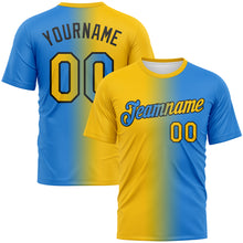 Загрузить изображение в средство просмотра галереи, Custom Powder Blue Yellow-Black Gradient Fashion Performance T-Shirt