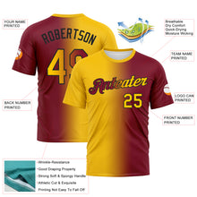 Laden Sie das Bild in den Galerie-Viewer, Custom Crimson Yellow-Black Gradient Fashion Performance T-Shirt