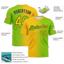 Laden Sie das Bild in den Galerie-Viewer, Custom Neon Green Yellow-Black Gradient Fashion Performance T-Shirt
