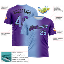 Load image into Gallery viewer, Custom Purple Light Blue-Black Gradient Fashion Performance T-Shirt