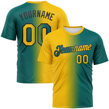 Load image into Gallery viewer, Custom Teal Yellow-Black Gradient Fashion Performance T-Shirt