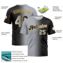 Load image into Gallery viewer, Custom Black Gray-Old Gold Gradient Fashion Performance T-Shirt