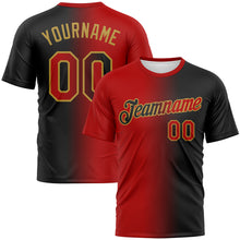 Load image into Gallery viewer, Custom Black Red-Old Gold Gradient Fashion Performance T-Shirt