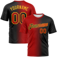 Load image into Gallery viewer, Custom Black Red-Gold Gradient Fashion Performance T-Shirt
