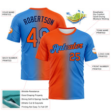 Загрузить изображение в средство просмотра галереи, Custom Powder Blue Orange-Navy Gradient Fashion Performance T-Shirt