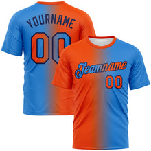 Загрузить изображение в средство просмотра галереи, Custom Powder Blue Orange-Navy Gradient Fashion Performance T-Shirt