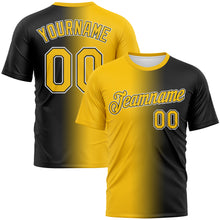 Load image into Gallery viewer, Custom Black Yellow-White Gradient Fashion Performance T-Shirt