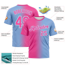 Laden Sie das Bild in den Galerie-Viewer, Custom Light Blue Pink-White Gradient Fashion Performance T-Shirt