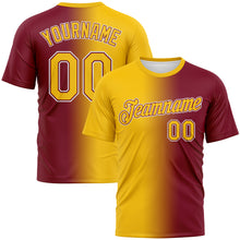 Charger l'image dans la galerie, Custom Crimson Yellow-White Gradient Fashion Performance T-Shirt