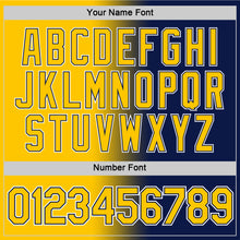 Laden Sie das Bild in den Galerie-Viewer, Custom Navy Yellow-White Gradient Fashion Performance T-Shirt