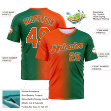 Загрузить изображение в средство просмотра галереи, Custom Kelly Green Orange-White Gradient Fashion Performance T-Shirt