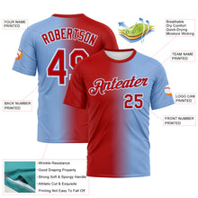 Laden Sie das Bild in den Galerie-Viewer, Custom Light Blue Red-White Gradient Fashion Performance T-Shirt