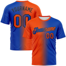 Charger l'image dans la galerie, Custom Thunder Blue Orange-Black Gradient Fashion Performance T-Shirt