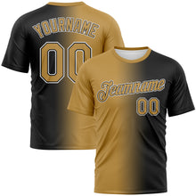 Load image into Gallery viewer, Custom Black Old Gold-White Gradient Fashion Performance T-Shirt