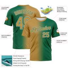 Laden Sie das Bild in den Galerie-Viewer, Custom Kelly Green Old Gold-White Gradient Fashion Performance T-Shirt