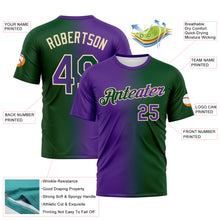 Laden Sie das Bild in den Galerie-Viewer, Custom Green Purple-Cream Gradient Fashion Performance T-Shirt
