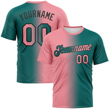 Laden Sie das Bild in den Galerie-Viewer, Custom Teal Medium Pink-Black Gradient Fashion Performance T-Shirt