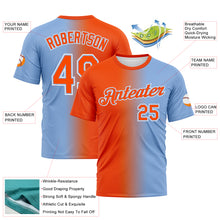 Laden Sie das Bild in den Galerie-Viewer, Custom Light Blue Orange-White Gradient Fashion Performance T-Shirt