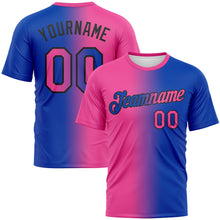 Laden Sie das Bild in den Galerie-Viewer, Custom Thunder Blue Pink-Black Gradient Fashion Performance T-Shirt