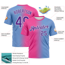 Загрузить изображение в средство просмотра галереи, Custom Powder Blue Purple-Pink Gradient Fashion Performance T-Shirt