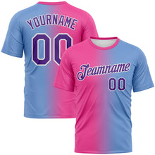 Загрузить изображение в средство просмотра галереи, Custom Powder Blue Purple-Pink Gradient Fashion Performance T-Shirt