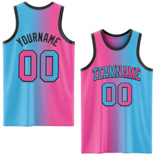 Загрузить изображение в средство просмотра галереи, Custom Sky Blue Pink-Black Authentic Gradient Fashion Basketball Jersey