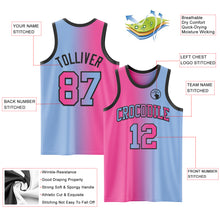Laden Sie das Bild in den Galerie-Viewer, Custom Light Blue Pink-Black Authentic Gradient Fashion Basketball Jersey