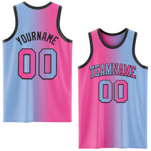 Laden Sie das Bild in den Galerie-Viewer, Custom Light Blue Pink-Black Authentic Gradient Fashion Basketball Jersey