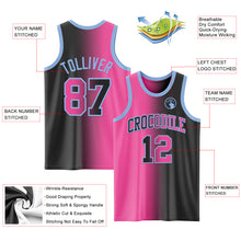 Laden Sie das Bild in den Galerie-Viewer, Custom Black Pink-Light Blue Authentic Gradient Fashion Basketball Jersey