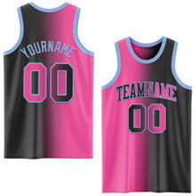 Laden Sie das Bild in den Galerie-Viewer, Custom Black Pink-Light Blue Authentic Gradient Fashion Basketball Jersey