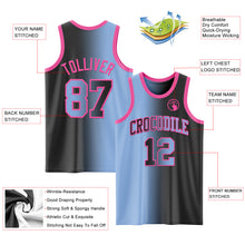 Laden Sie das Bild in den Galerie-Viewer, Custom Black Light Blue-Pink Authentic Gradient Fashion Basketball Jersey