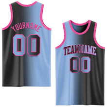 Laden Sie das Bild in den Galerie-Viewer, Custom Black Light Blue-Pink Authentic Gradient Fashion Basketball Jersey