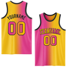 Laden Sie das Bild in den Galerie-Viewer, Custom Yellow Pink-Black Authentic Gradient Fashion Basketball Jersey