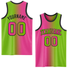 Load image into Gallery viewer, Custom Neon Green Pink-Black Authentic Gradient Fashion Basketball Jersey