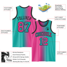 Laden Sie das Bild in den Galerie-Viewer, Custom Aqua Pink-Black Authentic Gradient Fashion Basketball Jersey