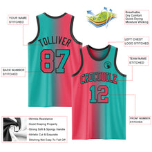 Laden Sie das Bild in den Galerie-Viewer, Custom Aqua Neon Pink-Black Authentic Gradient Fashion Basketball Jersey