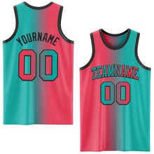 Laden Sie das Bild in den Galerie-Viewer, Custom Aqua Neon Pink-Black Authentic Gradient Fashion Basketball Jersey